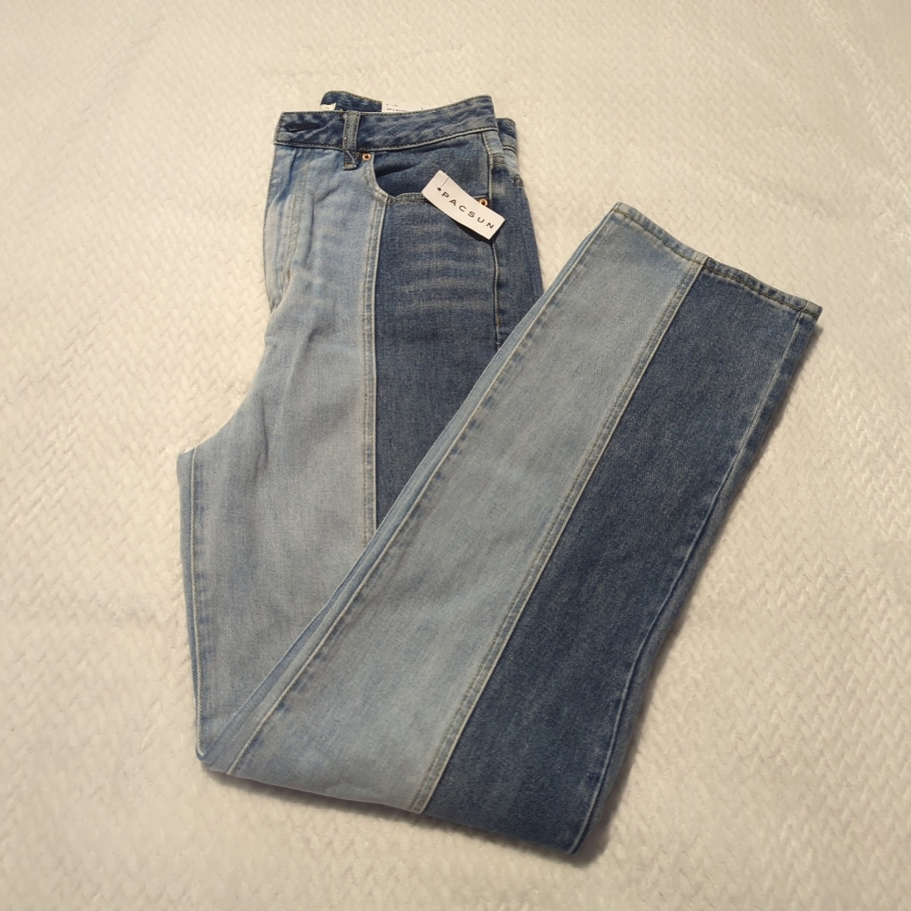 NWT PacSun Jeans Two-Tone 90's Boyfriend Straight Leg Women's Size 28